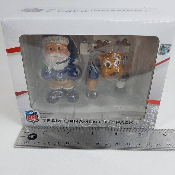 NFL Indianapolis Colts 2 Pack Christmas Tree Ornament Decoration Santa Reindeer - Picture 4 of 4